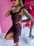 "RUBY FLOWER SORBET 89" midi kleita - sarkana ar melnu